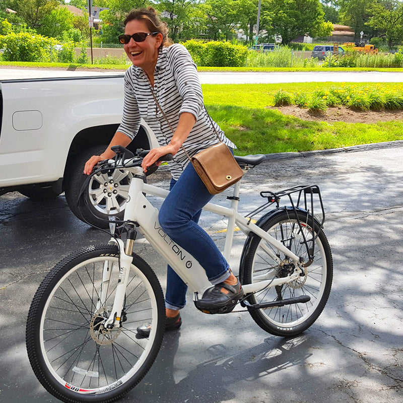 Woman Riding White Bicycle